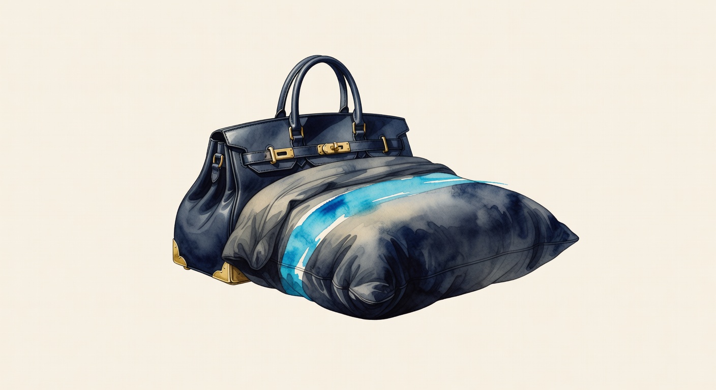 The five-star stage set for a leather handbag.