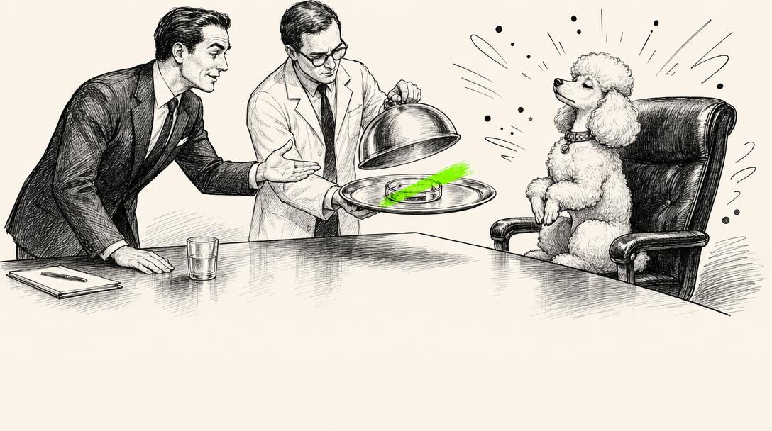"Human trials take a decade, so we've pivoted the Series A to the poodle."