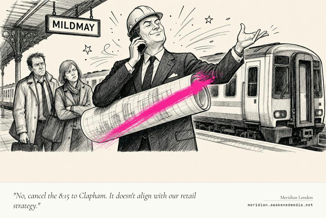 "No, cancel the 8:15 to Clapham. It doesn't align with our retail strategy."